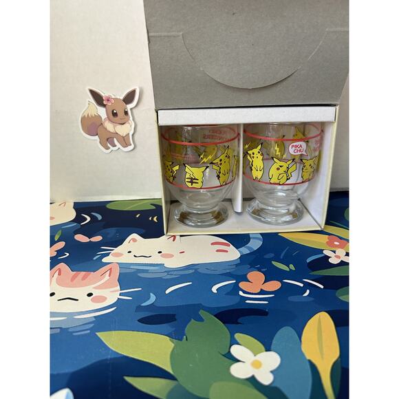 Vintage Pokemon Retro Glass Cup Set Of 2 Pikachu - Picture 3 of 11